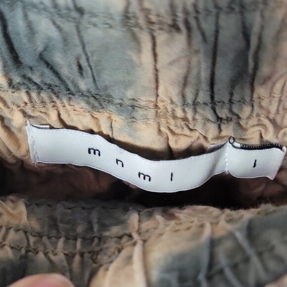 MNML Brown & Green Camo Cargo Pants L Relaxed Fit Straight Leg 100% Cotton Made - Picture 4 of 14